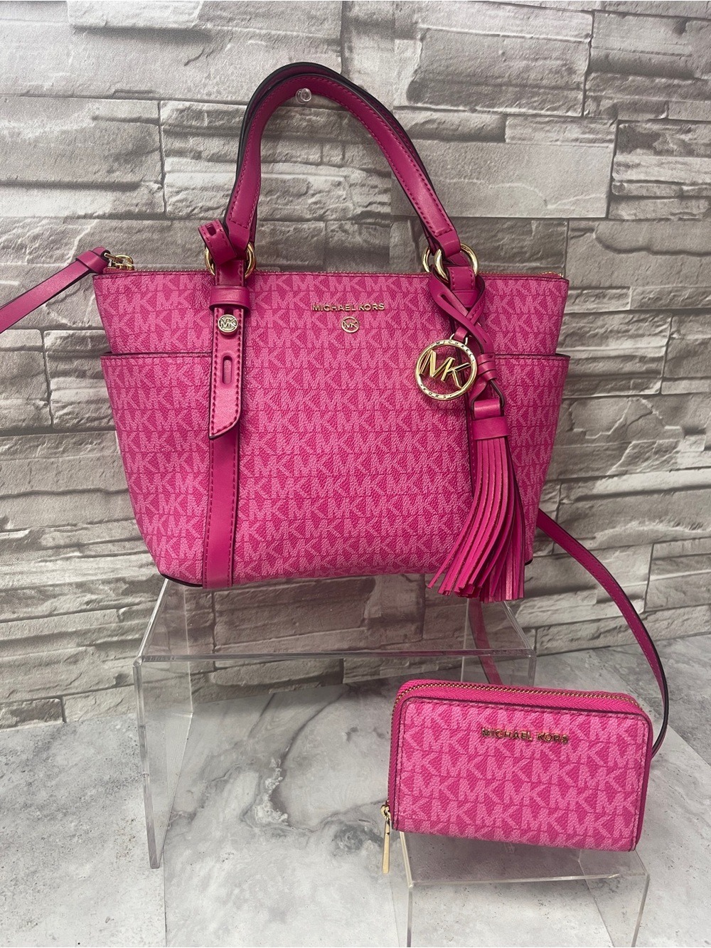 Michael Kors Sullivan Small Logo Satchel & Matching Wallet Wildberry Pink